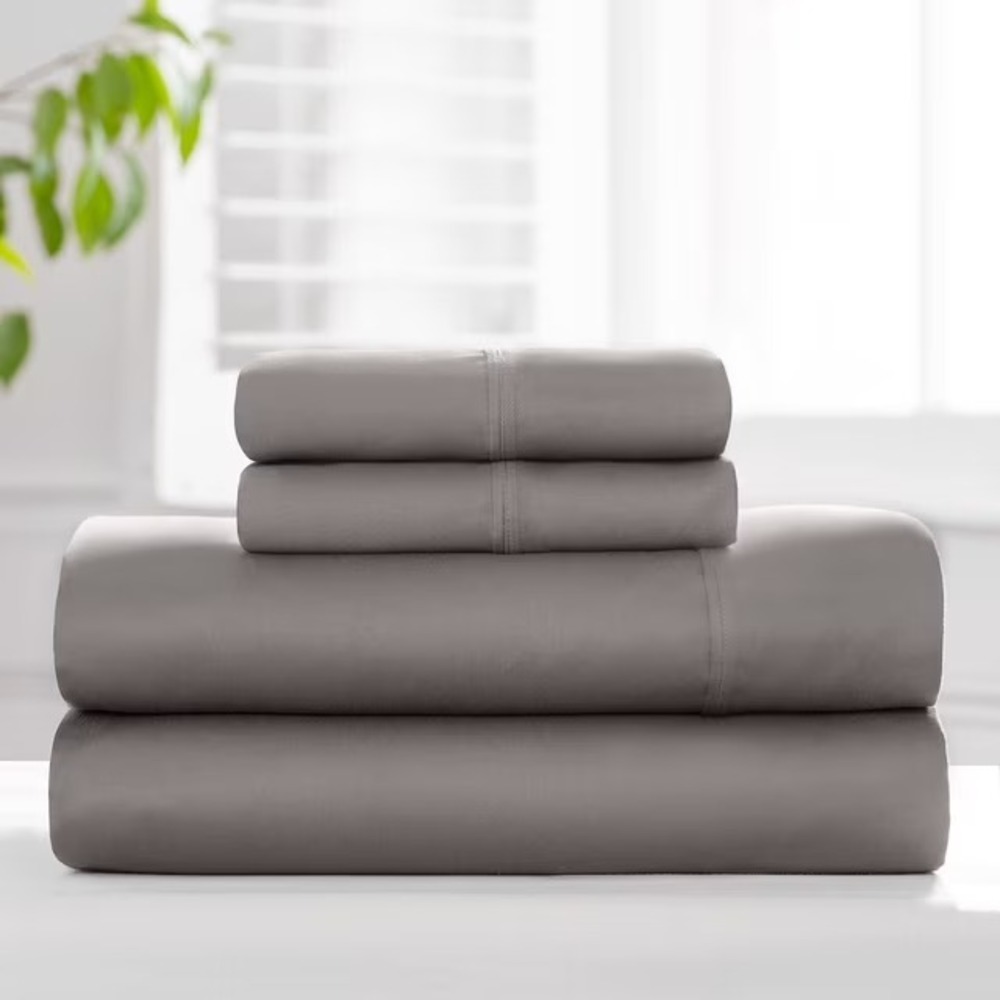 Member's Mark 450 Thread Count Solid Sheet Set Full Zinc Gray 4pc HygroCotton